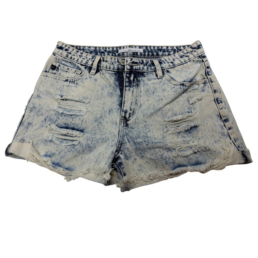 Kancan Distressed Acid‎ Wash Denim Shorts Women's 11/29 Medium Wash